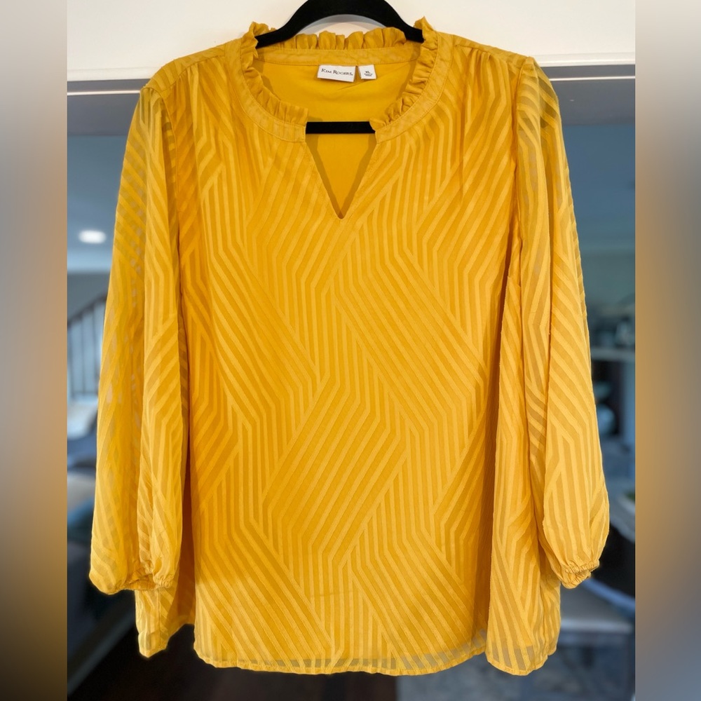 Kim Rogers XL V-Neck Woven Blouse